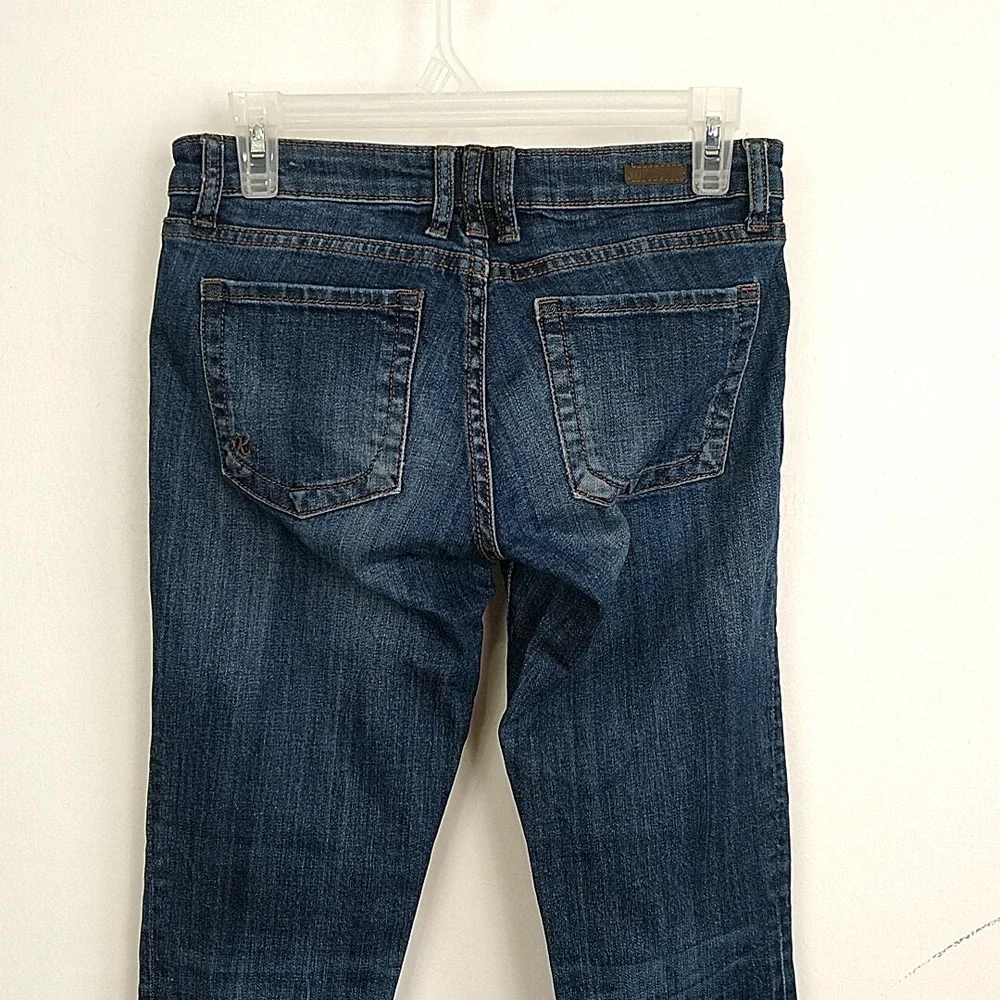 Kut from the Kloth Diana Skinny Jeans Womens 0 Blue Distressed Raw Hem Low Rise